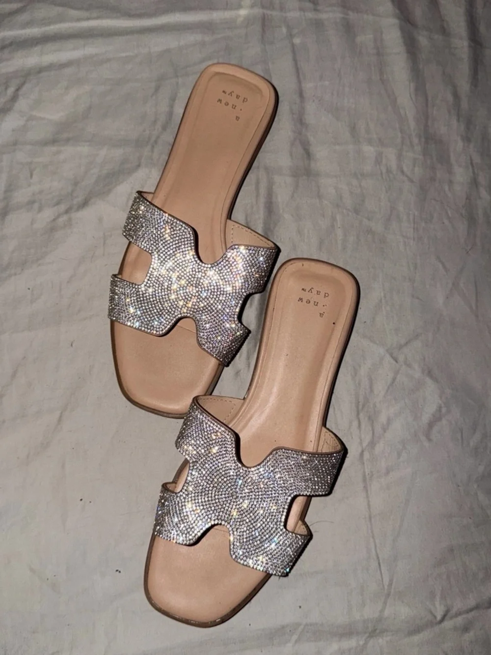 Target Nude Rhinestone Slide Sandals - Picture 1 of 2